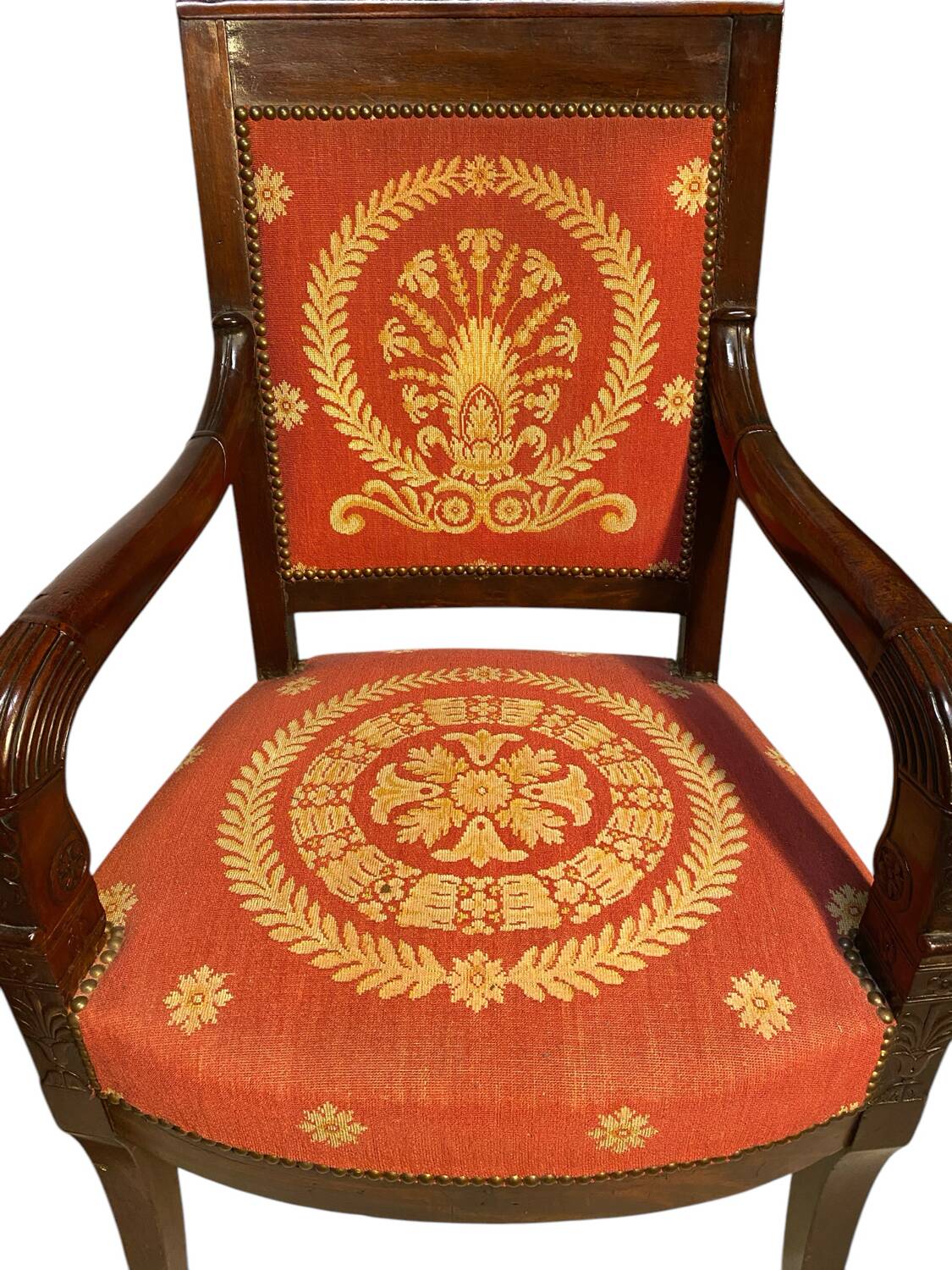 Pair of Empire Period Mahogany Armchairs and Bergère
