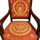 Pair of Empire Period Mahogany Armchairs and Bergère