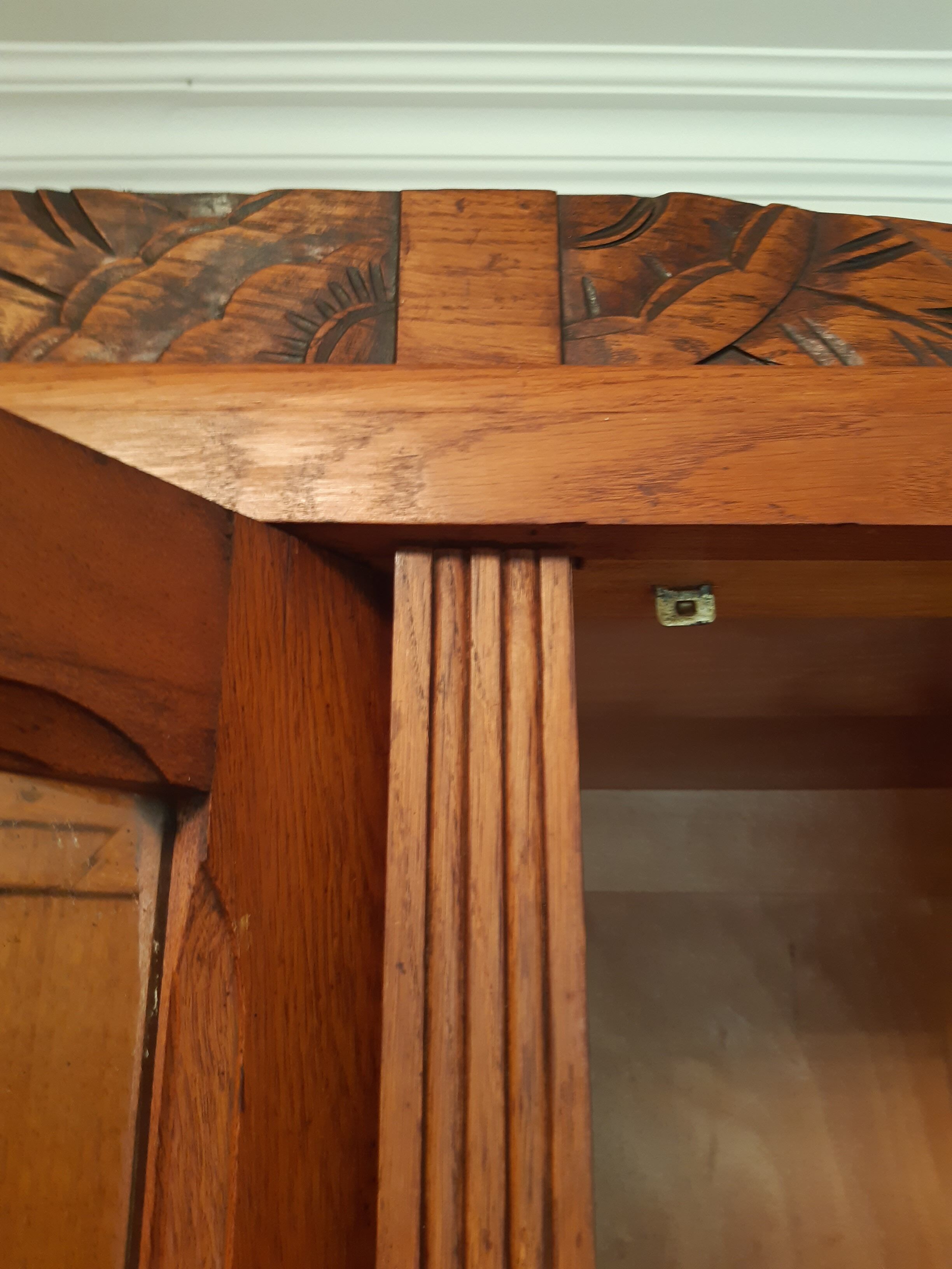 3-door Art Deco Parisian wardrobe and bevelled mirror