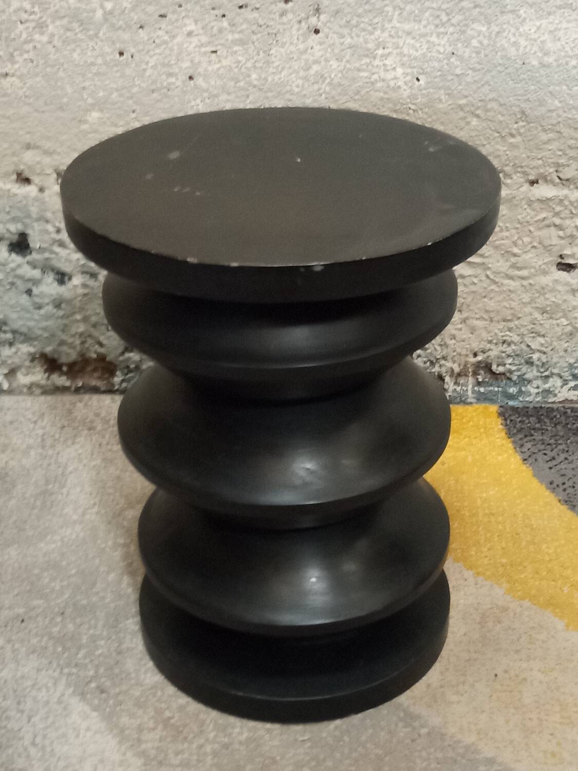 Black solid wood stool