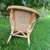 Lot deux fauteuils osier enfant vintage