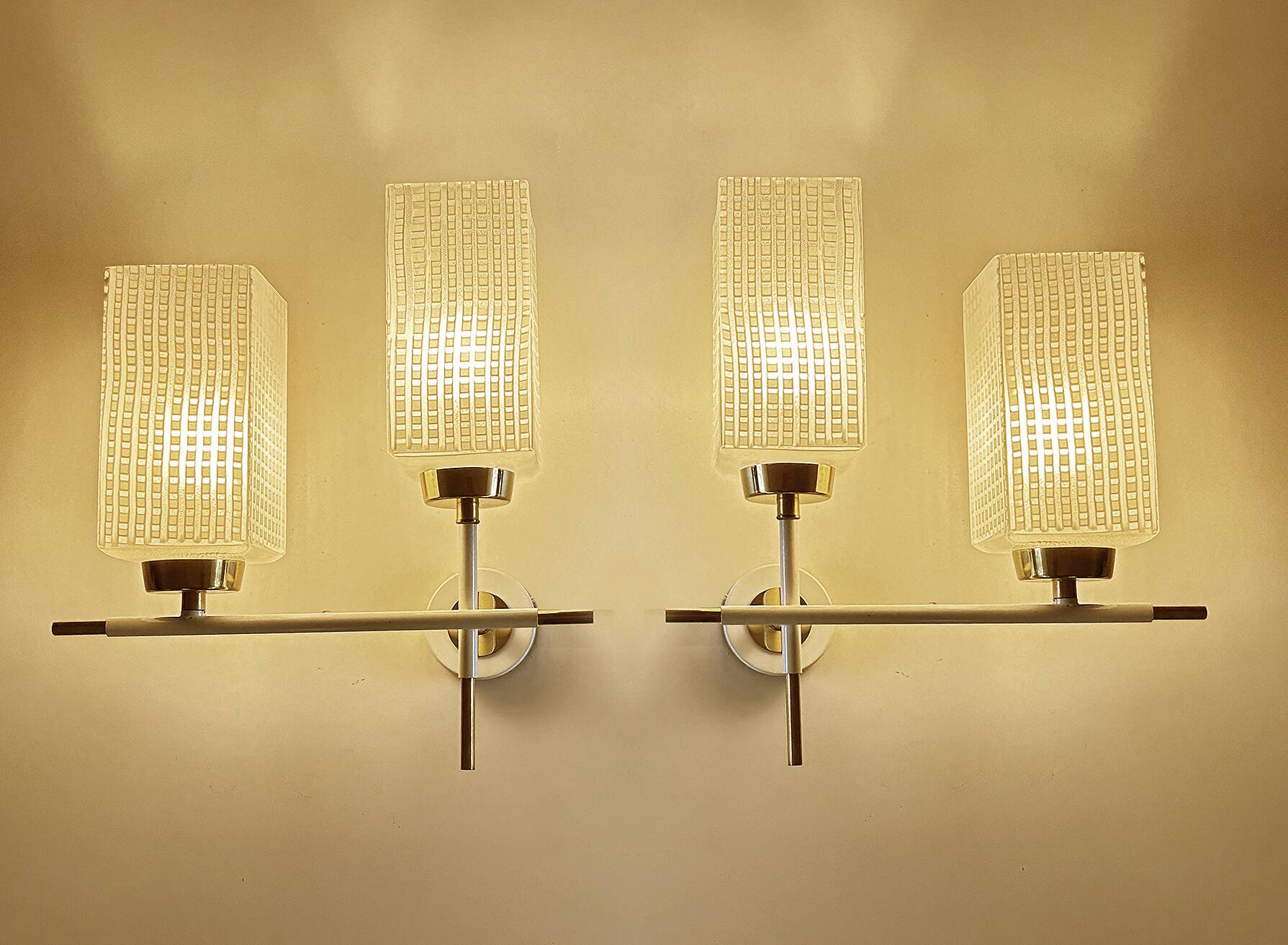 Pair of vintage architectural wall lights, 1960s