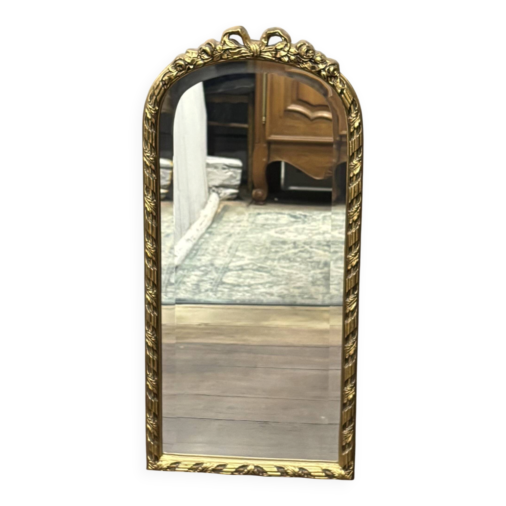 Miroir Mural Arqué Orné Doré Vintage Élégant Style Français/Rococo Revival