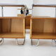 1950s Set of  Oak Bauhaus Mirror Cabinet and Bedside Tables, Czechoslovakia