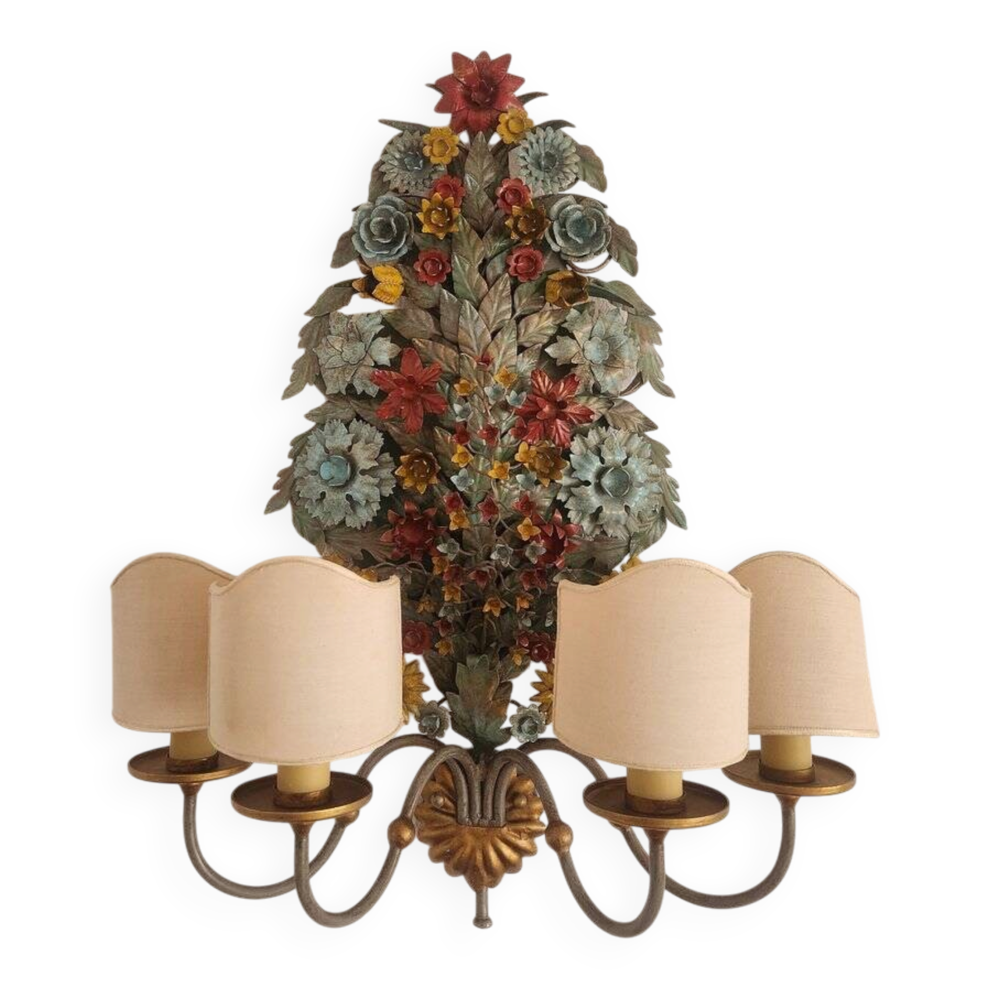 XL Large 2 Light polychrome vintage Ciani Firenze wall lamp, Italy 1970s