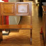 Vintage Italian Modern High Back Bench in Wood, 1950s