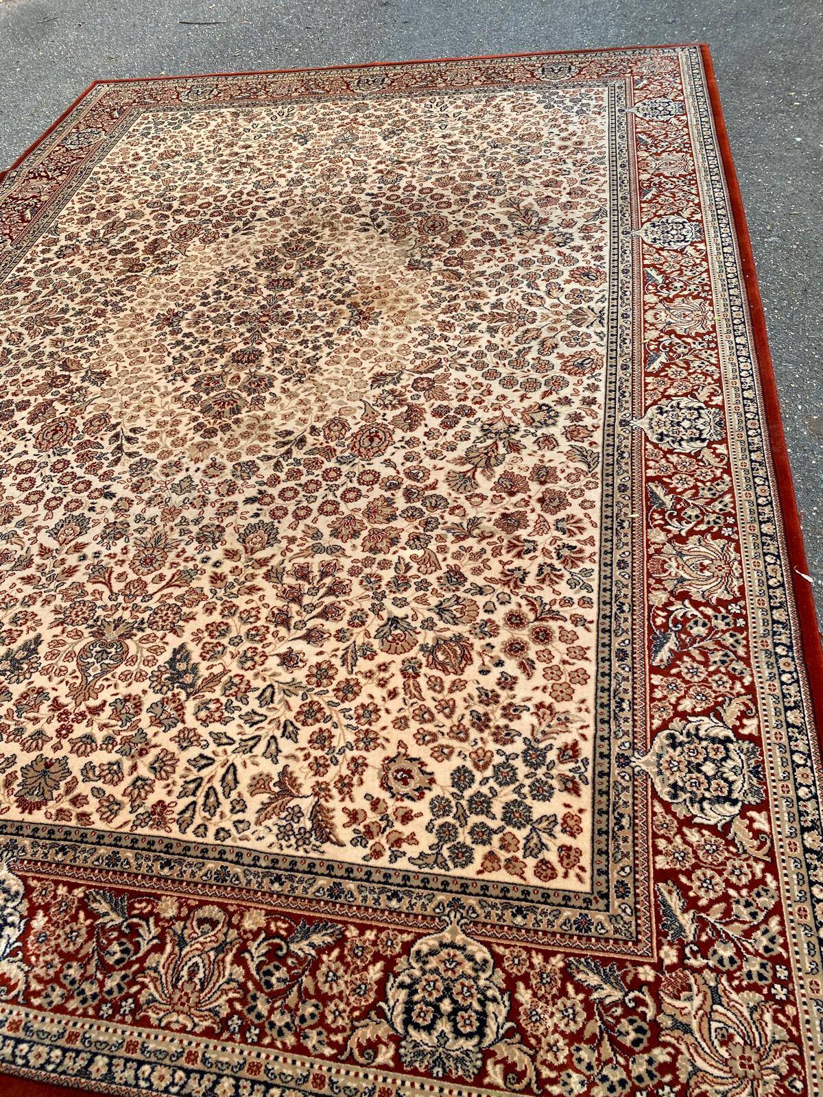 Large industrial Persian carpet in burgundy wool, carpet sample 250x350cm.
