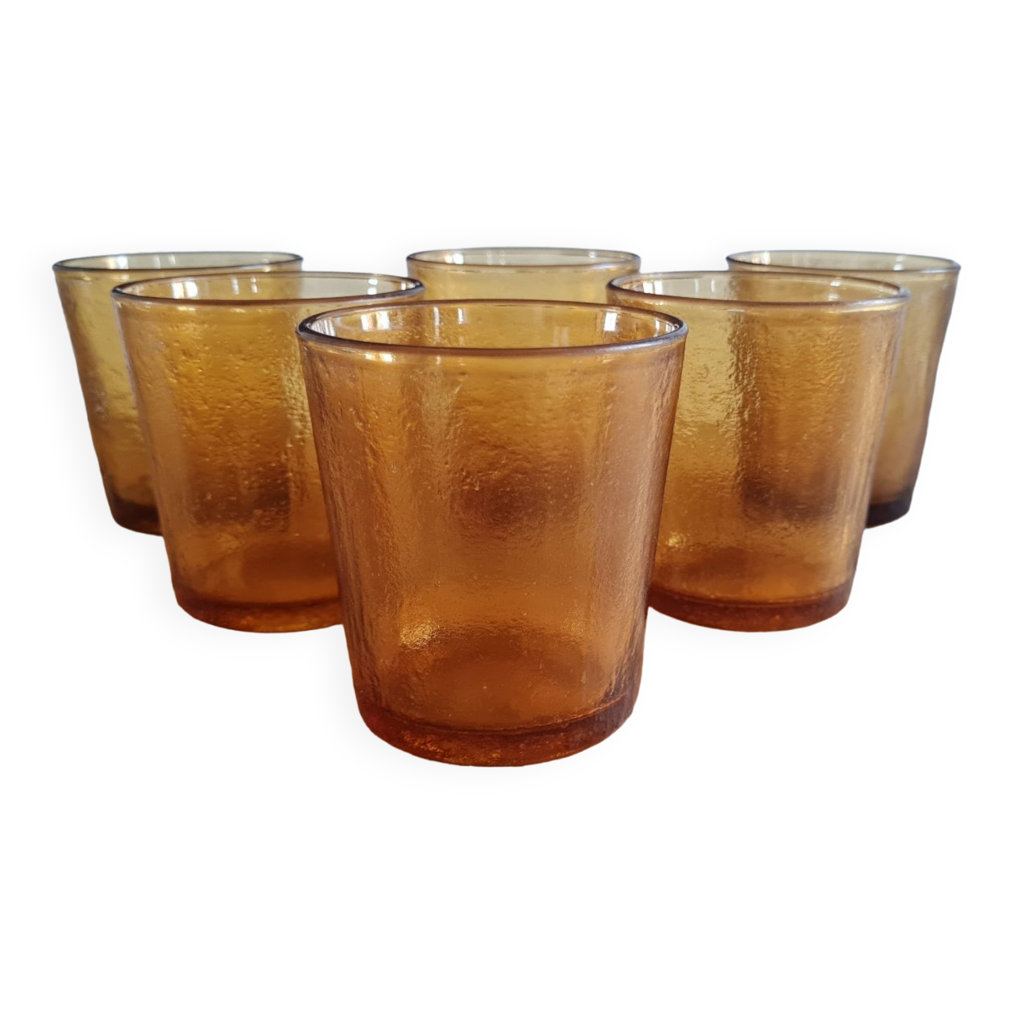 Set of 6 amber water glasses