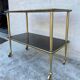 Vintage 60s brass side table on wheels