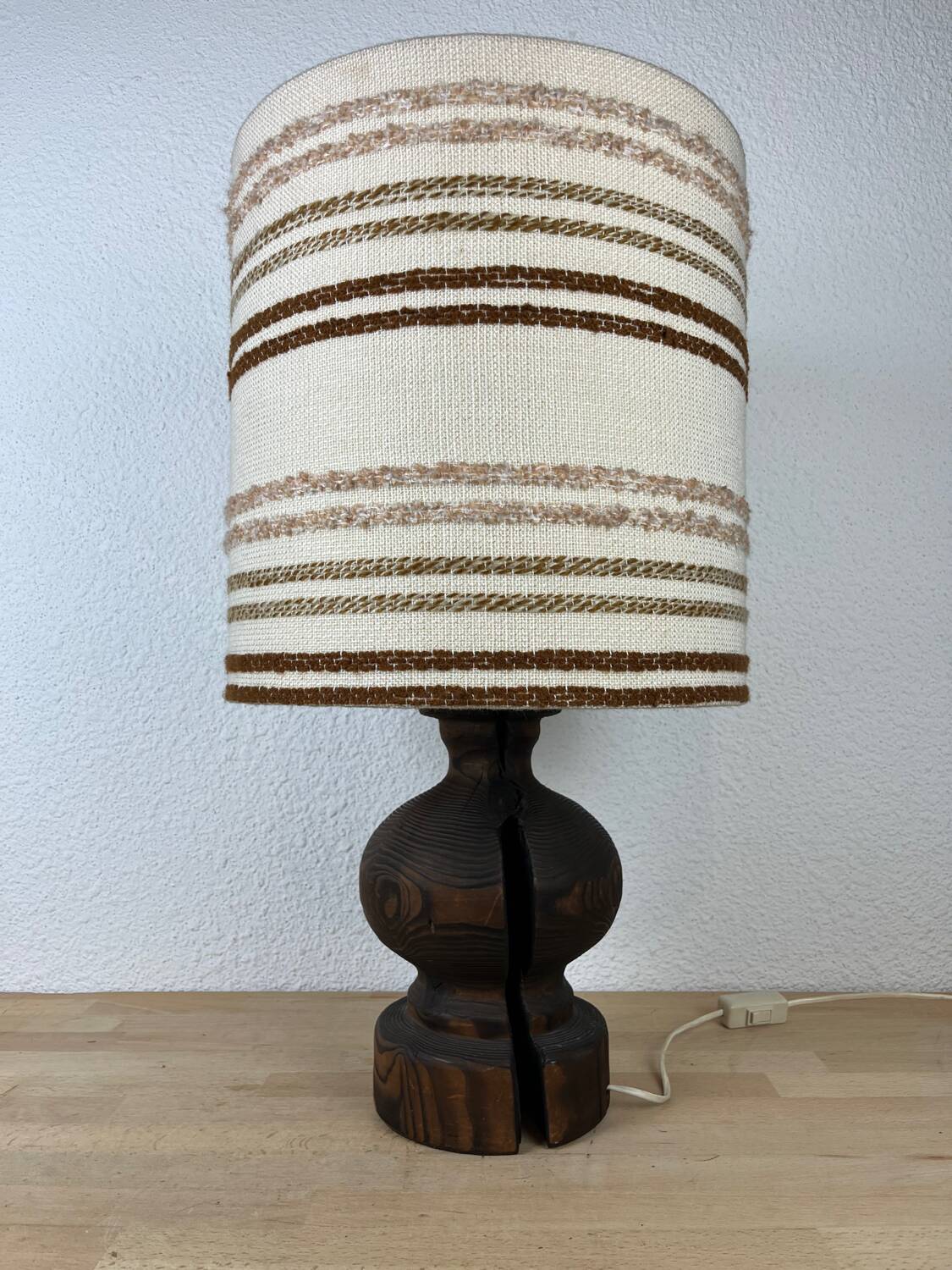 Brutalist wooden lamp from the 1970s by Temde