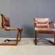 Asko Pajamies vintage leather plywood chairs from Finland, set of 6 - 1970s