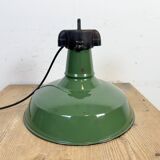 Industrial Green Enamel Factory Pendant Lamp, 1960s