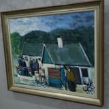 Kai christensen, scandinavian modern painting, 1960s, oil on canvas, framed