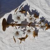 5 metal candles and opaline flower