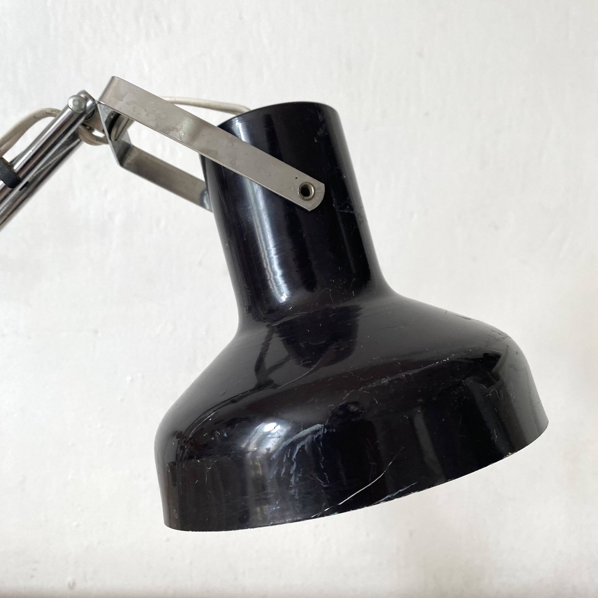 Adjustable metal and chrome desk lamp, 1960s-70s