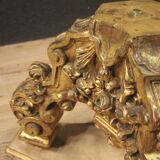 Italian lacquered and gilded round coffee table with glass top