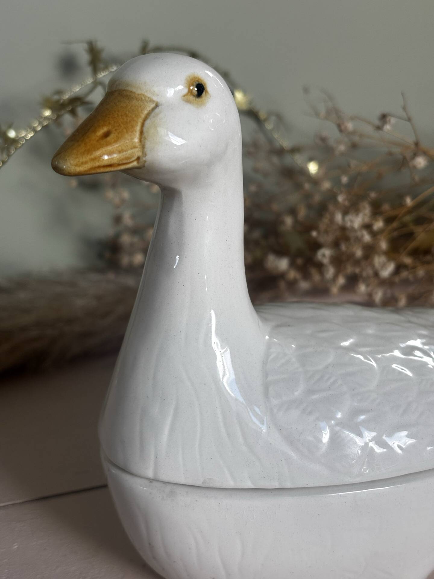 Small zoomorphic terrine, goose slipware, Michel Caugant
