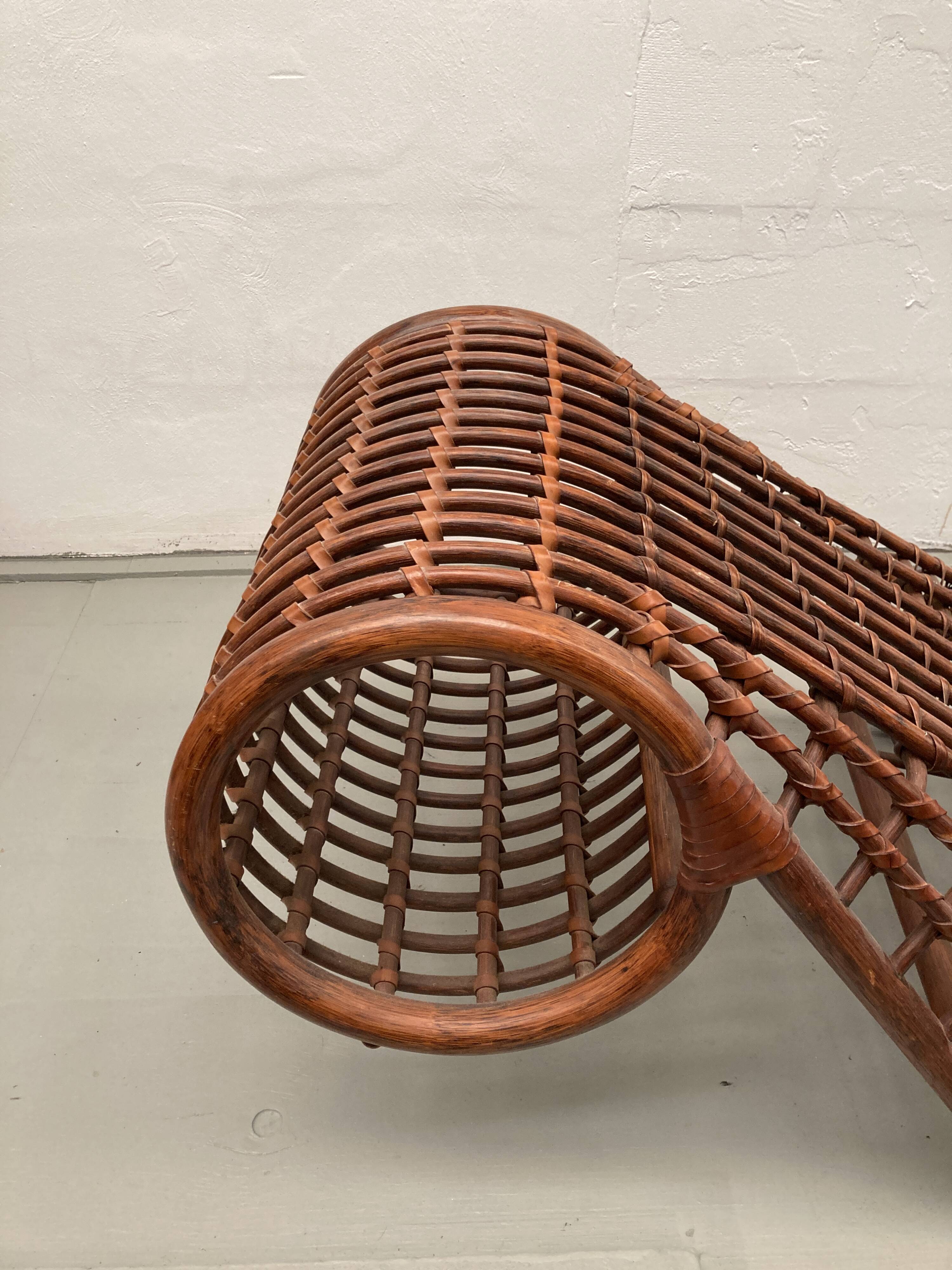 Méridienne en rotin de bambou, Flechtatelier Schütz, Allemagne années 1970