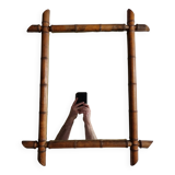 Turned wooden mirror in imitation of bamboo, from the 20s-30s, 54 x 65 cm