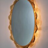 large back lit wall MIRROR acrylic frame ice glass decor 1960s 1970s