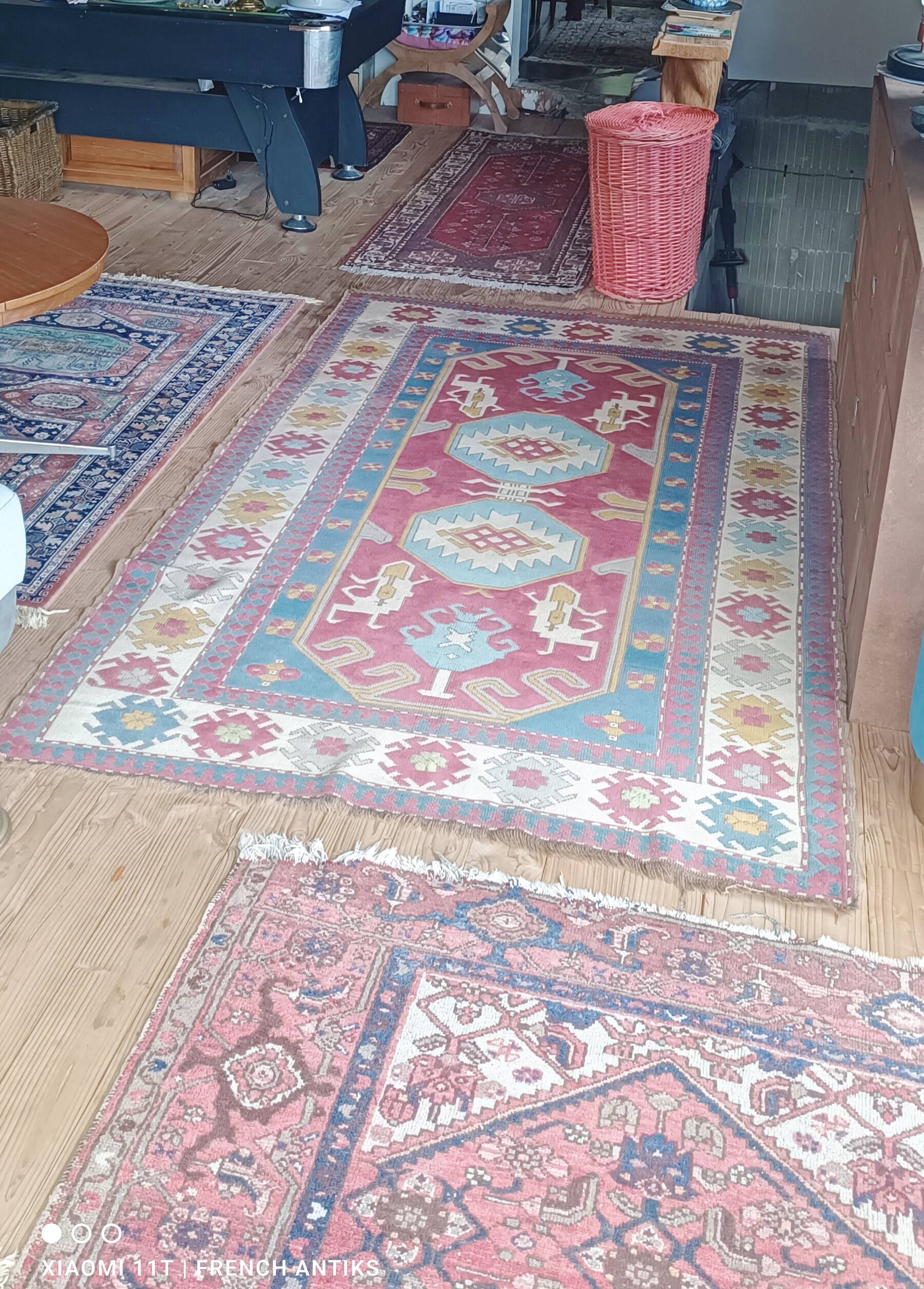 Tapis Sinkiang de chine, vintage des années 1980. Travail artisanal