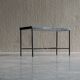 Set of 2 minimalist metal side tables with plaster-fiber tops