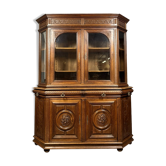 Rare bibliothèque de musée de style Renaissance en chêne sculpté vers 1850