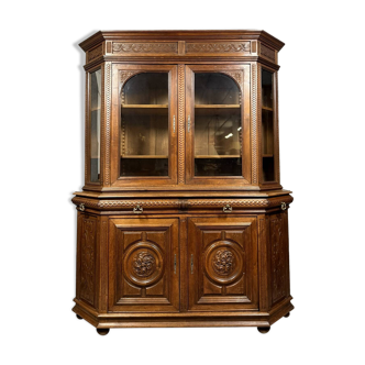 Rare Renaissance style museum library in carved oak circa 1850