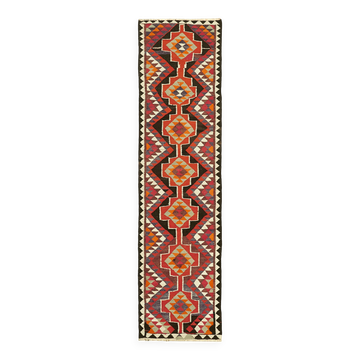 Turkish Handwoven Vintage Herki Kilim 92 cm x 342 cm