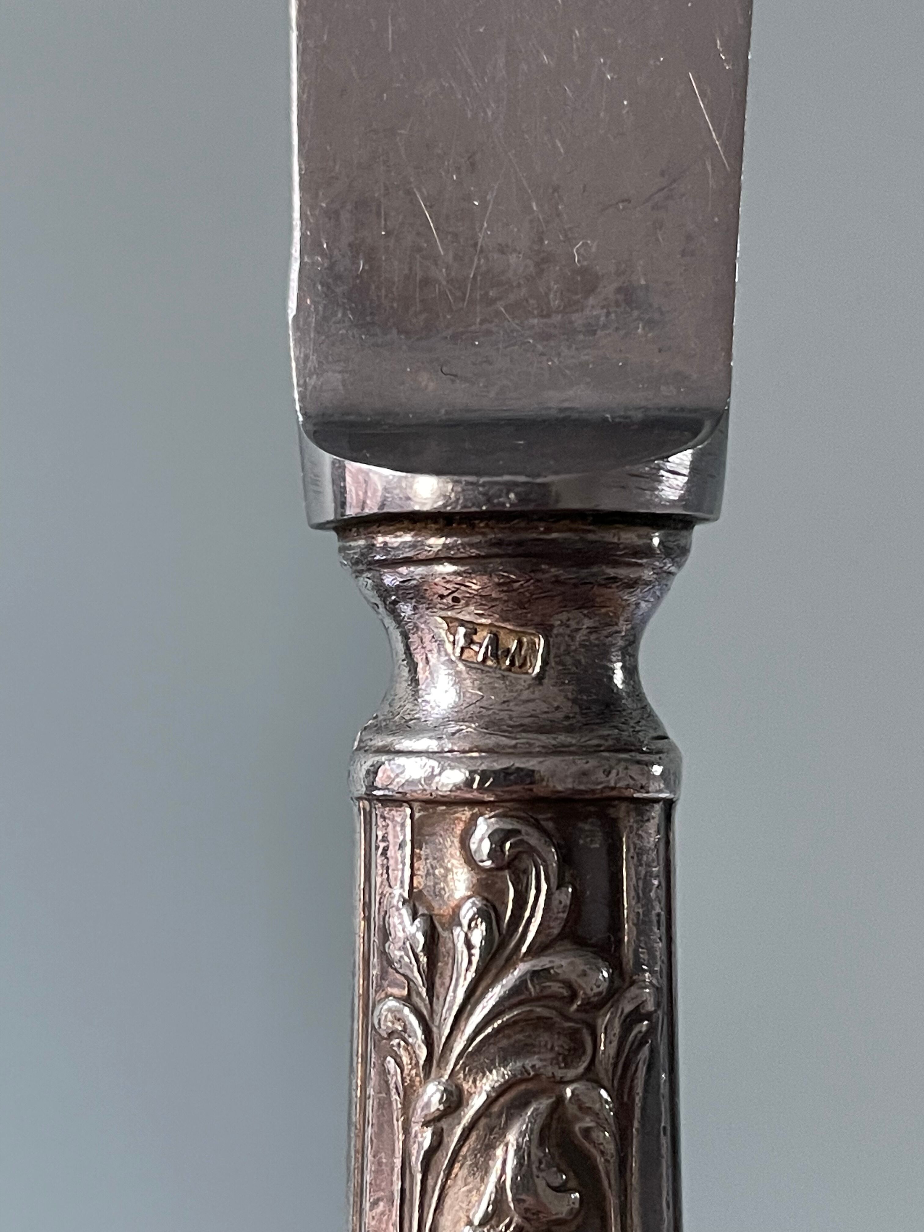 Set of 4 SFAM silver metal cheese knives