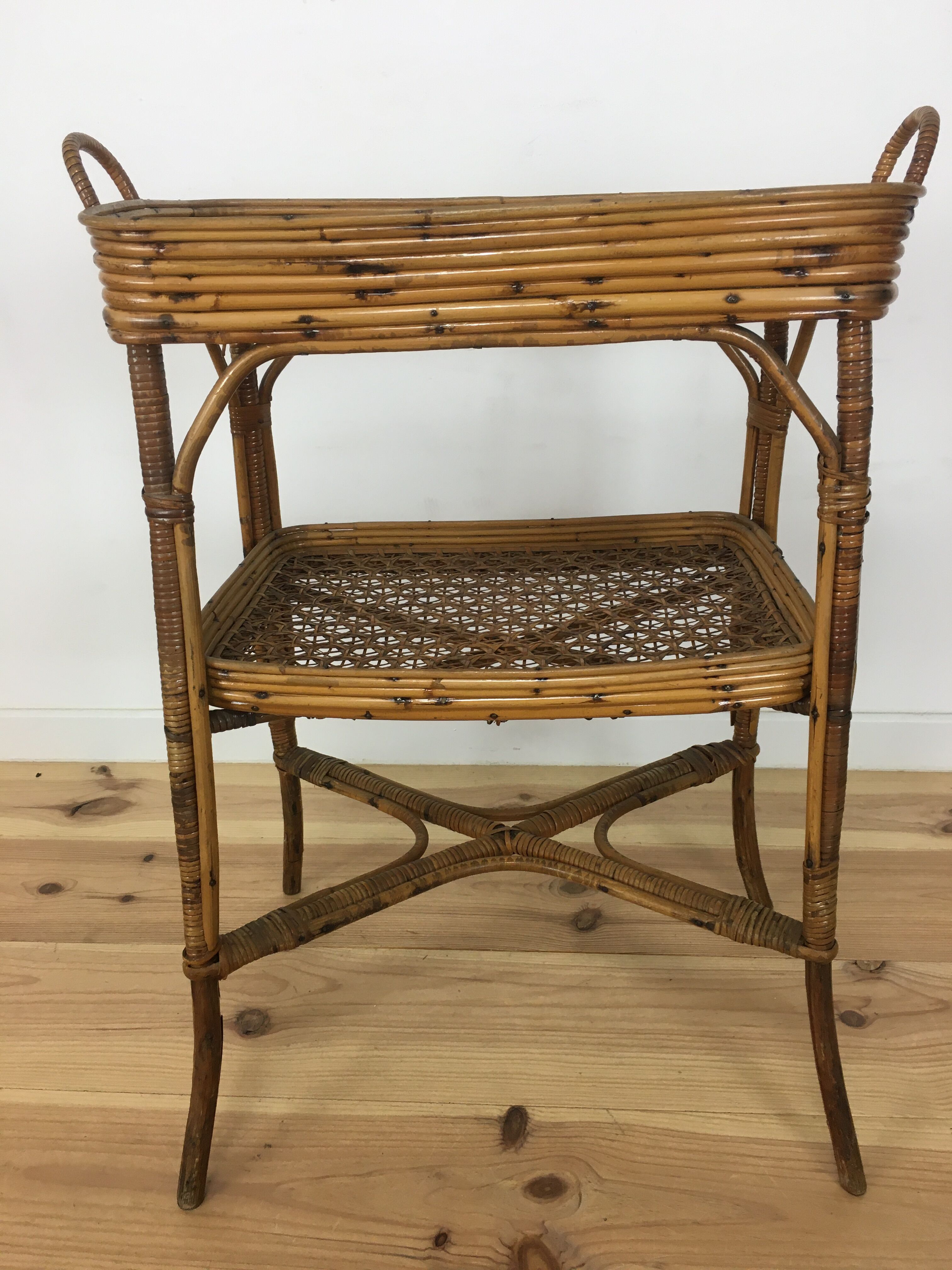 Side table or rattan and canning service