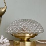 Vintage diamond-point glass globe table lamp