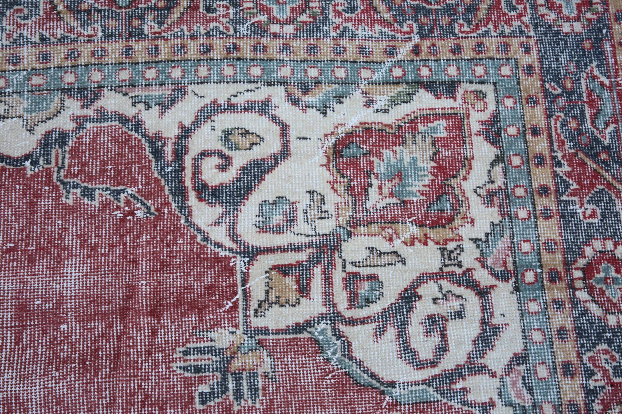 Vintage Persian Brick Red Rug, Hand Knotted Oriental Carpet, 209x325 Cm