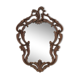 Baroque mirror with hand carved oak ornated frame, France 1950s