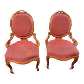 Paire de fauteuils à dossier médaillon ovale de style Napoléon III