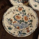 4 assiettes faïence gien xix modèle coq et pivoine export rare