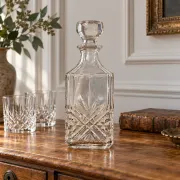 Vintage whisky carafe by Cristal d’Arques with geometric design and stopper – H 26 cm