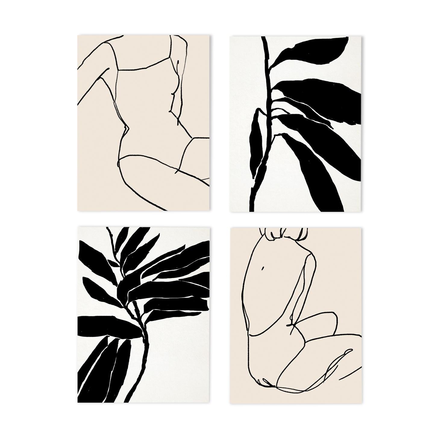 4 giclee prints. Figures wall art set of four, A3