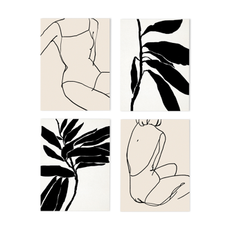 4 giclee prints. Figures wall art set of four, A3