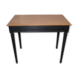 Console noire et bois brut