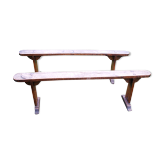 Paire de bancs de ferme
