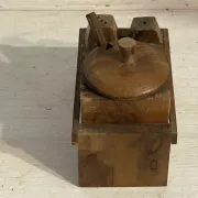 Service à condiments brutaliste en bois – Mid-Century années 50