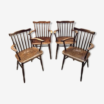 Ensemble de 4 chaises à repas vintage par Ton, 1960,