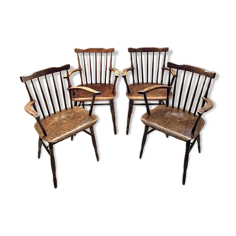 Ensemble de 4 chaises à repas vintage par Ton, 1960,