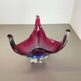 2,5 Kg Floral Glass Bowl Shell Centerpiece by Fratelli Toso Murano, Italy, 1970s