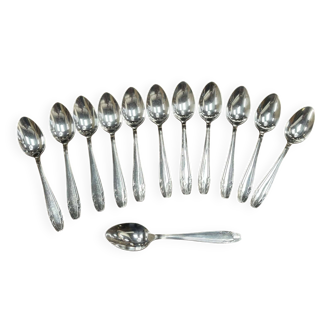 Set of 12 small silver-plated spoons in Art Deco style