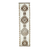 Vintage Turkish Oushak Handmade Wool Cotton White Runner Rug 84x346