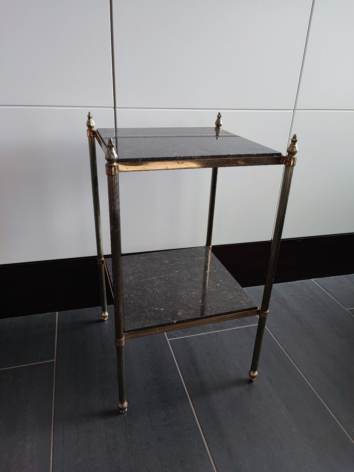 Black marble and brass stool