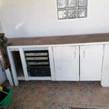 Old cabinetmaker's workbench with oak top and foot