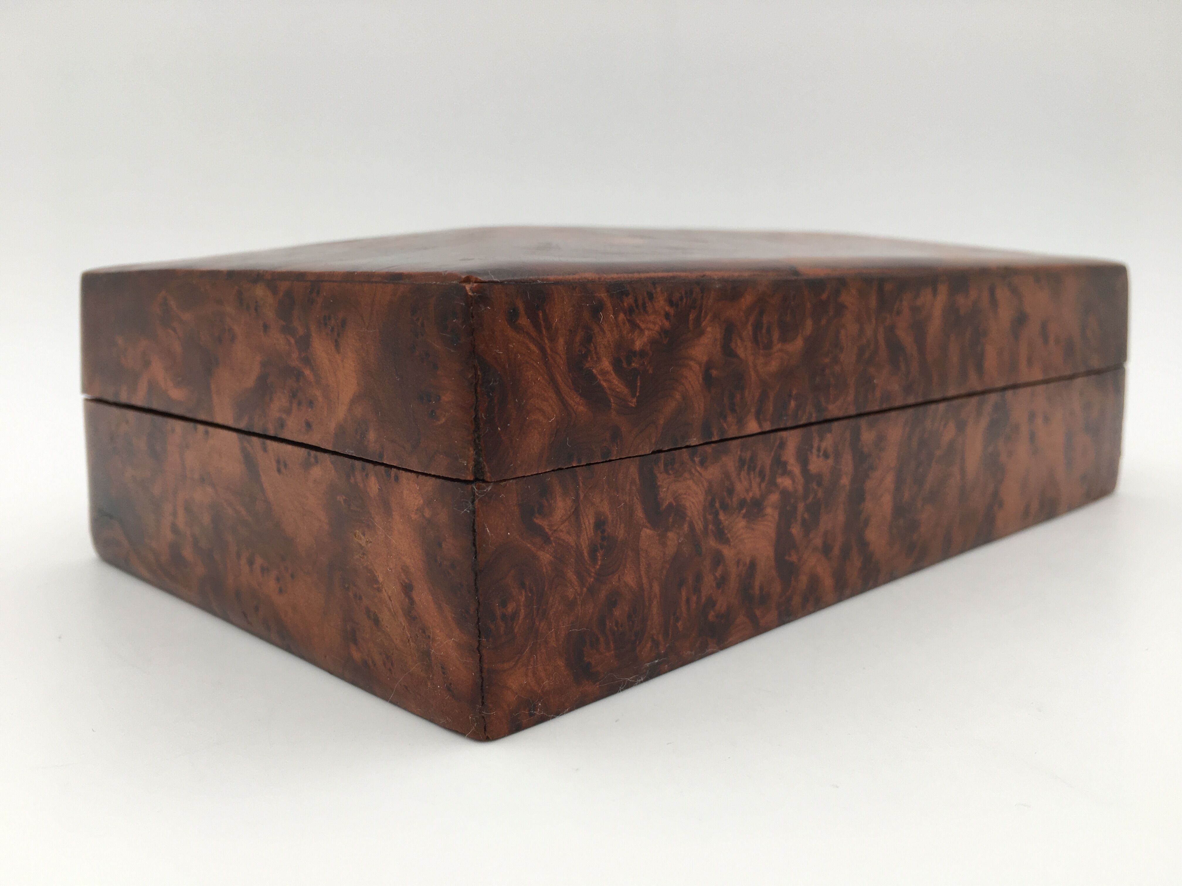 Ancient box, walnut magnifying glass box, early 20th century